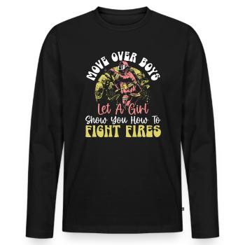Fireman Fire Rescue Firefighter Firetruck - Men's Premium Organic Long Sleeve Shirt - black - Front - Nico (187cm)