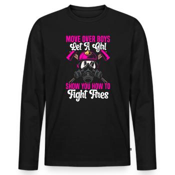 Fireman Fire Rescue Firefighter Firetruck - Men's Premium Organic Long Sleeve Shirt - black - Front - Nico (187cm)