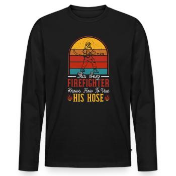 Fireman Fire Rescue Firefighter Firetruck - Men's Premium Organic Long Sleeve Shirt - black - Front - Nico (187cm)