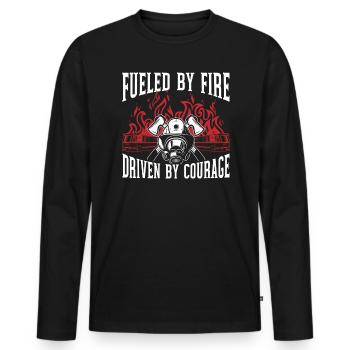 Fueled By Fire Driven By Courage Fireman Firefight - Men's Premium Organic Long Sleeve Shirt - black - Front - Nico (187cm)