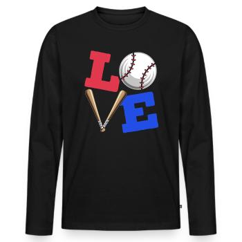 Baseball-Liebhaber Baseballspieler Baseball-Trainer - Männer Premium Bio Langarmshirt - Schwarz - Vorne - Nico (187cm)