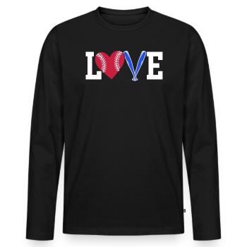 Baseball-Liebhaber Baseballspieler Baseball-Trainer - Männer Premium Bio Langarmshirt - Schwarz - Vorne - Nico (187cm)