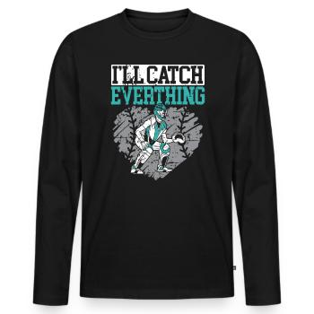 Baseball Lover Baseball Player Baseball Catcher - Men's Premium Organic Long Sleeve Shirt - black - Front - Nico (187cm)