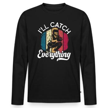 Baseball Lover Baseball Player Baseball Catcher - Men's Premium Organic Long Sleeve Shirt - black - Front - Nico (187cm)