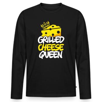 Fromage grillé Queen Cheesy Food Lover Foodie - T-shirt manches longues Premium bio Homme - noir - Devant - Nico (187cm)