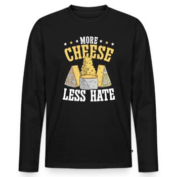 More Cheese Less Hate Cheesy Food Lover Foodie - Men's Premium Organic Long Sleeve Shirt - black - Front - Nico (187cm)
