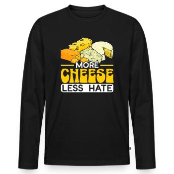 More Cheese Less Hate Cheesy Food Lover Foodie - Men's Premium Organic Long Sleeve Shirt - black - Front - Nico (187cm)