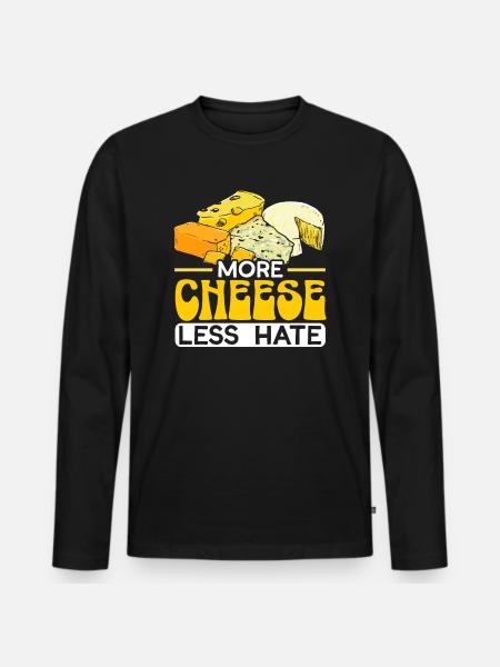 Mehr Käse weniger Hass käsiges Essen Liebhaber Feinschmecker - Männer Premium Bio Langarmshirt - Schwarz