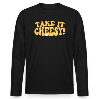 Take It Cheesy Food Lover Foodie Cheese Eater - T-shirt manches longues Premium bio Homme - noir - Devant - Nico (187cm)