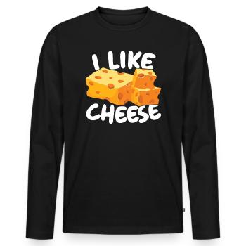 I Like Cheese Eater Cheesy Food Lover Foodie - Men's Premium Organic Long Sleeve Shirt - black - Front - Nico (187cm)