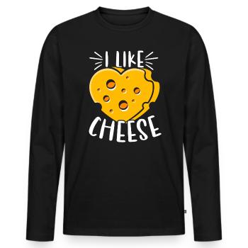 I Like Cheese Eater Cheesy Food Lover Foodie - Men's Premium Organic Long Sleeve Shirt - black - Front - Nico (187cm)