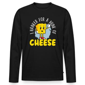 J’ai envie d’un morceau de fromage mangeur de fromage cheesy food - T-shirt manches longues Premium bio Homme - noir - Devant - Nico (187cm)