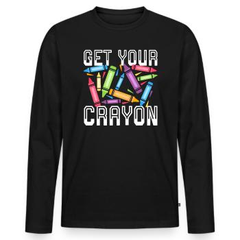 Obtenez votre couleur de dessin artistique de coloriage de crayon - T-shirt manches longues Premium bio Homme - noir - Devant - Nico (187cm)