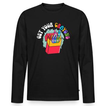 Obtenez votre couleur de dessin artistique de coloriage de crayon - T-shirt manches longues Premium bio Homme - noir - Devant - Nico (187cm)
