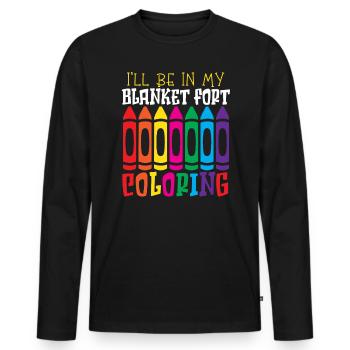 Je serai dans ma couverture Fort Coloring Artistic Color - T-shirt manches longues Premium bio Homme - noir - Devant - Nico (187cm)