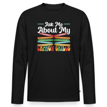 Crayon Lover Coloriage Dessin Artistique Couleur - T-shirt manches longues Premium bio Homme - noir - Devant - Nico (187cm)
