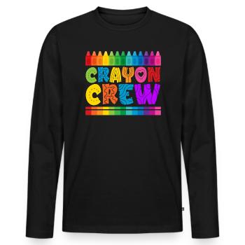Crayon Crew Coloriage Dessin Artistique Couleur - T-shirt manches longues Premium bio Homme - noir - Devant - Nico (187cm)