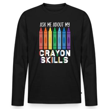 Crayon Lover Coloriage Dessin Artistique Couleur - T-shirt manches longues Premium bio Homme - noir - Devant - Nico (187cm)