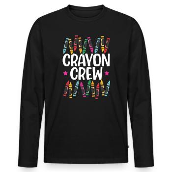 Crayon Crew Coloriage Dessin Artistique Couleur - T-shirt manches longues Premium bio Homme - noir - Devant - Nico (187cm)