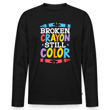 Broken Crayon Still Color Coloring Artistic - Men's Premium Organic Long Sleeve Shirt - black - Front - Nico (187cm)