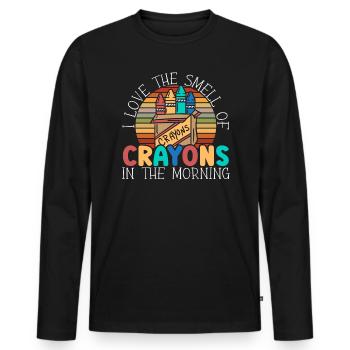 Ich liebe den Geruch von Buntstiften in der Morgenfarbe - Männer Premium Bio Langarmshirt - Schwarz - Vorne - Nico (187cm)