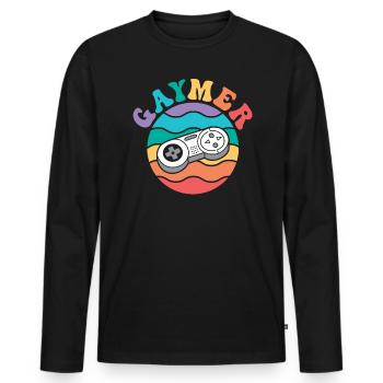 Gaymer Videospiel Regenbogen Pride Monat LGBTQ Schwul - Männer Premium Bio Langarmshirt - Schwarz - Vorne - Nico (187cm)