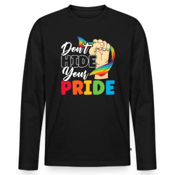 Ne cachez pas votre fierté Mois arc-en-ciel LGBTQ Gay - T-shirt manches longues Premium bio Homme - noir - Devant - Nico (187cm)