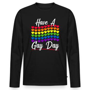 Haben Sie einen Schwulentag Regenbogen-Pride-Monat LGBTQ-Gay-Pride - Männer Premium Bio Langarmshirt - Schwarz - Vorne - Nico (187cm)