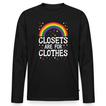 Closets Are For Clothes Rainbow Pride Month LGBTQ - Men's Premium Organic Long Sleeve Shirt - black - Front - Nico (187cm)