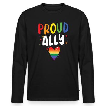 Proud Ally Gay Rights Rainbow Pride Month LGBTQ - Men's Premium Organic Long Sleeve Shirt - black - Front - Nico (187cm)