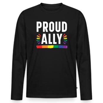 Proud Ally Gay Rights Rainbow Pride Month LGBTQ - Men's Premium Organic Long Sleeve Shirt - black - Front - Nico (187cm)