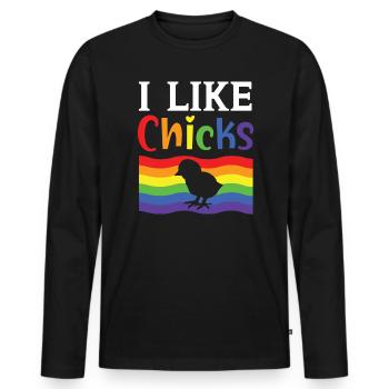 Gay Rights Rainbow Pride LGBTQ Gay Pride Parade - Männer Premium Bio Langarmshirt - Schwarz - Vorne - Nico (187cm)