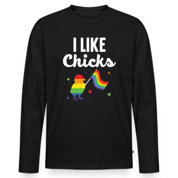 Gay Rights Rainbow Pride LGBTQ Gay Pride Parade - Männer Premium Bio Langarmshirt - Schwarz - Vorne - Nico (187cm)