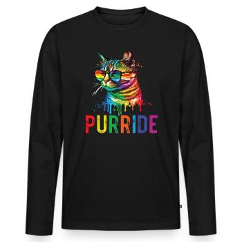 Purride Gay Rights Pride Month LGBTQ-Katzenflüsterer - Männer Premium Bio Langarmshirt - Schwarz - Vorne - Nico (187cm)