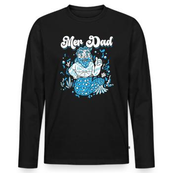 Mermaid Security Meilleur papa de tous les temps Fête des pères Sirène - T-shirt manches longues Premium bio Homme - noir - Devant - Nico (187cm)