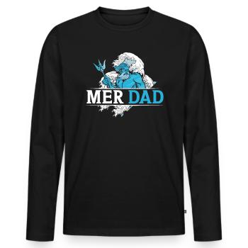 Mermaid Security Meilleur papa de tous les temps Fête des pères Sirène - T-shirt manches longues Premium bio Homme - noir - Devant - Nico (187cm)