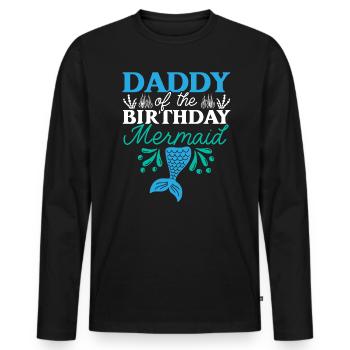 Papa De L’Anniversaire Sirène Anniversaire Aquatique - T-shirt manches longues Premium bio Homme - noir - Devant - Nico (187cm)