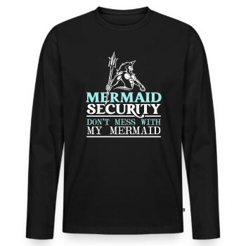 Mermaid Security Meilleur papa de tous les temps Fête des pères Sirène - T-shirt manches longues Premium bio Homme - noir - Devant - Nico (187cm)