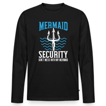 Mermaid Security Meilleur papa de tous les temps Fête des pères Sirène - T-shirt manches longues Premium bio Homme - noir - Devant - Nico (187cm)