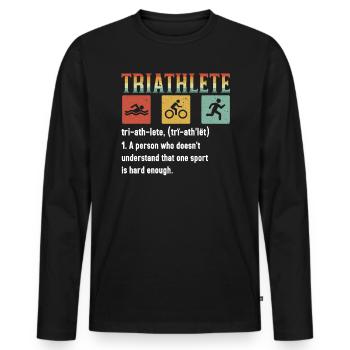 Triathlon Athlète Triathlète Natation Vélo Course - T-shirt manches longues Premium bio Homme - noir - Devant - Nico (187cm)