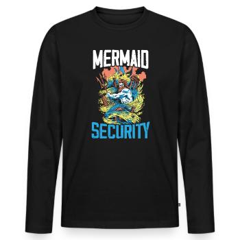 Mermaid Security Meilleur papa de tous les temps Fête des pères Sirène - T-shirt manches longues Premium bio Homme - noir - Devant - Nico (187cm)