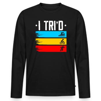 Triathlon Athlète Triathlète Natation Vélo Course - T-shirt manches longues Premium bio Homme - noir - Devant - Nico (187cm)