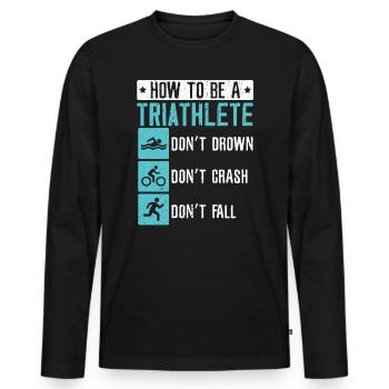Triathlon Athlète Triathlète Natation Vélo Course - T-shirt manches longues Premium bio Homme - noir - Devant - Nico (187cm)
