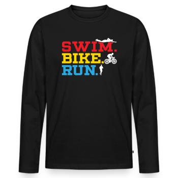 Triathlon Athlète Triathlète Natation Vélo Course - T-shirt manches longues Premium bio Homme - noir - Devant - Nico (187cm)
