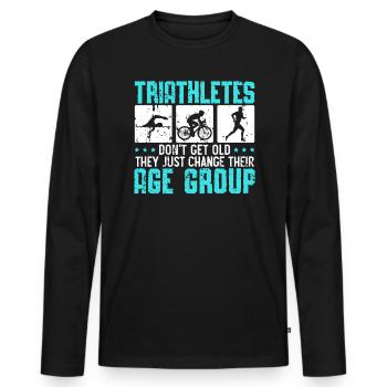 Triathlon Athlète Triathlète Natation Vélo Course - T-shirt manches longues Premium bio Homme - noir - Devant - Nico (187cm)
