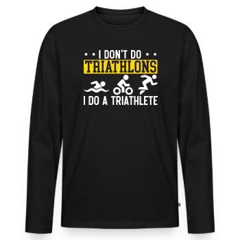 Triathlon Athlet Triathlet Schwimmen Radfahren Laufen - Männer Premium Bio Langarmshirt - Schwarz - Vorne - Nico (187cm)