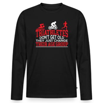 Triathlon Athlète Triathlète Natation Vélo Course - T-shirt manches longues Premium bio Homme - noir - Devant - Nico (187cm)