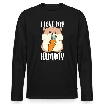 I Love My Hammy Hamster Lover Hamster Owner Rodent - Men's Premium Organic Long Sleeve Shirt - black - Front - Nico (187cm)