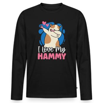 I Love My Hammy Hamster Lover Hamster Owner Rodent - Men's Premium Organic Long Sleeve Shirt - black - Front - Nico (187cm)