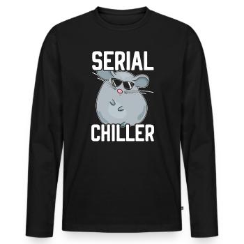 Refroidisseur en série Chinchilla Lover Rongeur Animal de compagnie - T-shirt manches longues Premium bio Homme - noir - Devant - Nico (187cm)